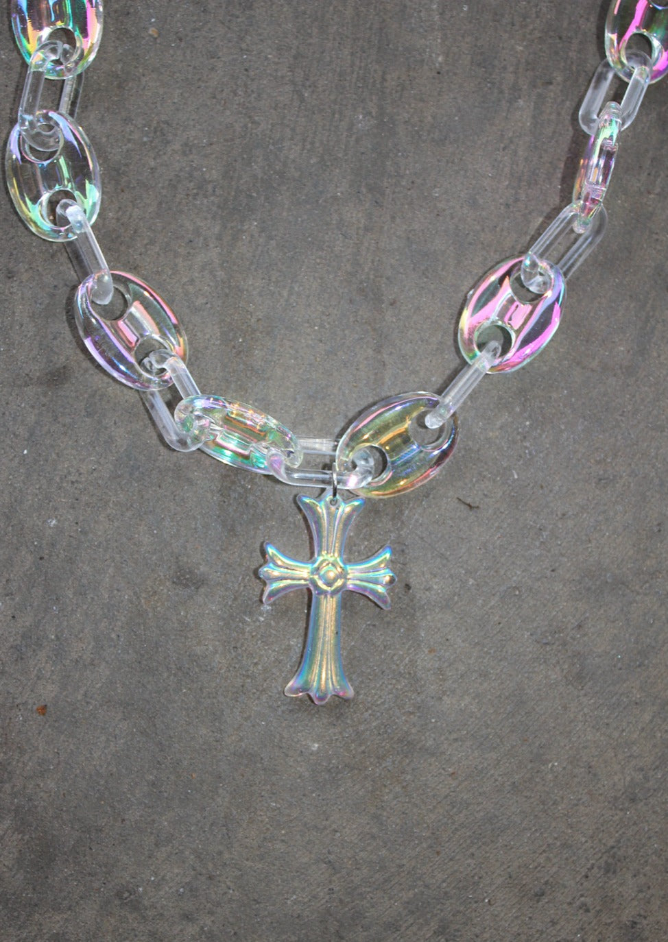 Small Iridescent Cross Chain